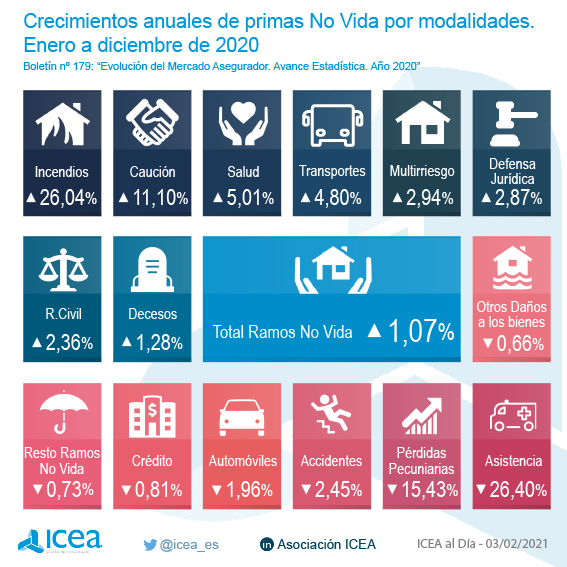 Crecimiento anual de primas No Vida por modalidades