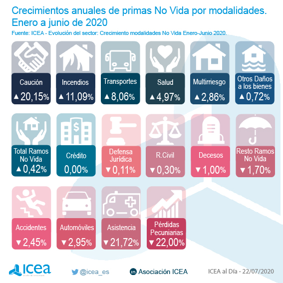 Crecimiento anual de primas No Vida por modalidades